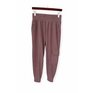 Move Theology Ribbed Joggers Wns Medium Taupe High Rise Lounge Casual Travel
